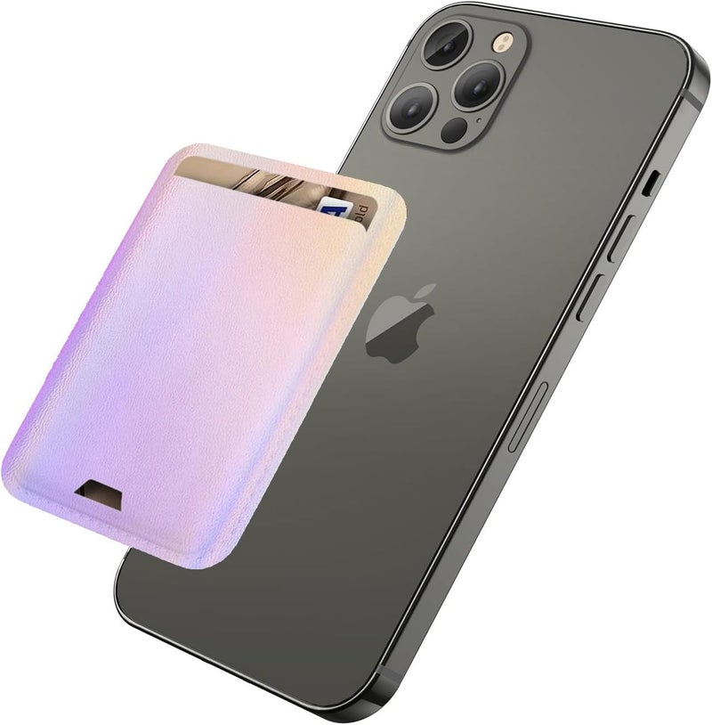 iLodn Magnetic Wallet Compatible with MagSafe for iPhone 17 16 15 14 13 12 Pro Max Air Plus Model, Mag 3 Safe Card Holder Stick on Accessories for Cell Phone & Case, Sparkly Rainbow Purple - Image 1